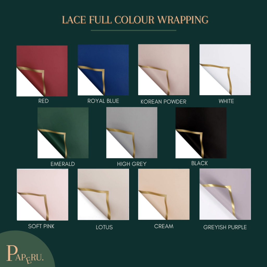 

[PAPERU] Lace Gold Full Colour Wrapping Paper Kertas Buket Full colour