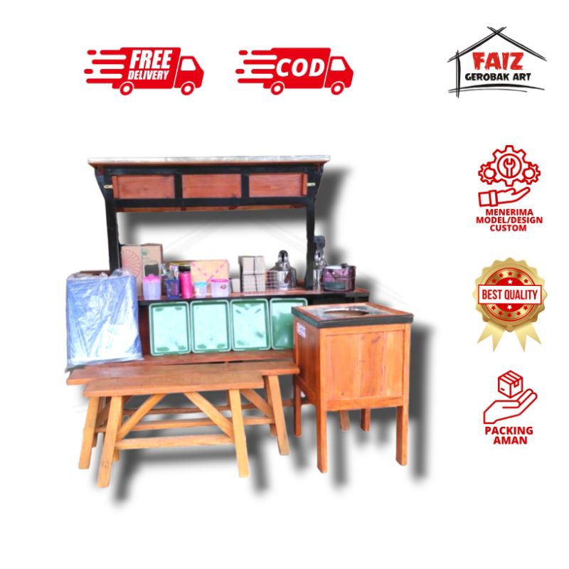 Gerobak Angkringan Kayu Jati Tanpa Lubang