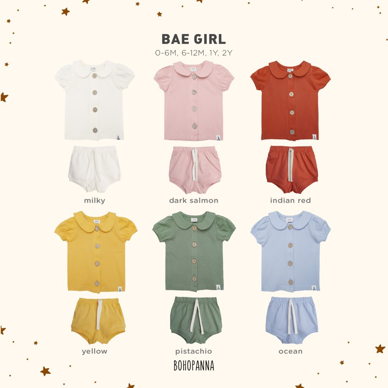 DINOANDBUNNY - BAE GIRL SET - Bohopanna Bohobaby - Setelan Baju Bayi Perempuan - Set Baju Bayi Newborn - Baju Bayi Kancing Bukaan Depan