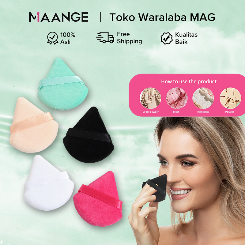 MAANGE 5PCS Spon Pizza Segitiga Cushion Puff Dry Use Sponge Makeup Bedak Foundation Puff Spons Rias Sisi Ganda Bantalan Udara Puff Kering Penggunaan Riasan Cair Berkualitas Tinggi Lembut 51028