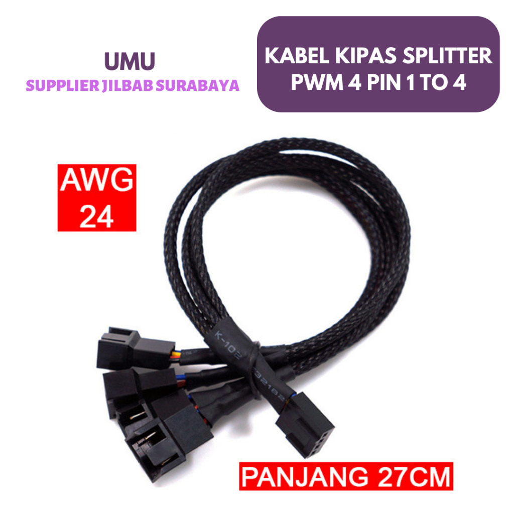 (UMU SUPPLIER) KABEL KIPAS SPLITTER PWM 4PIN 1 TO 4 SLEEVE FAN 4 PIN FANHUB HUB