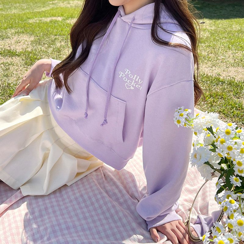 [COD] Sweater Wanita Polly Pocket Crop Hoodie [ Last Stock ]