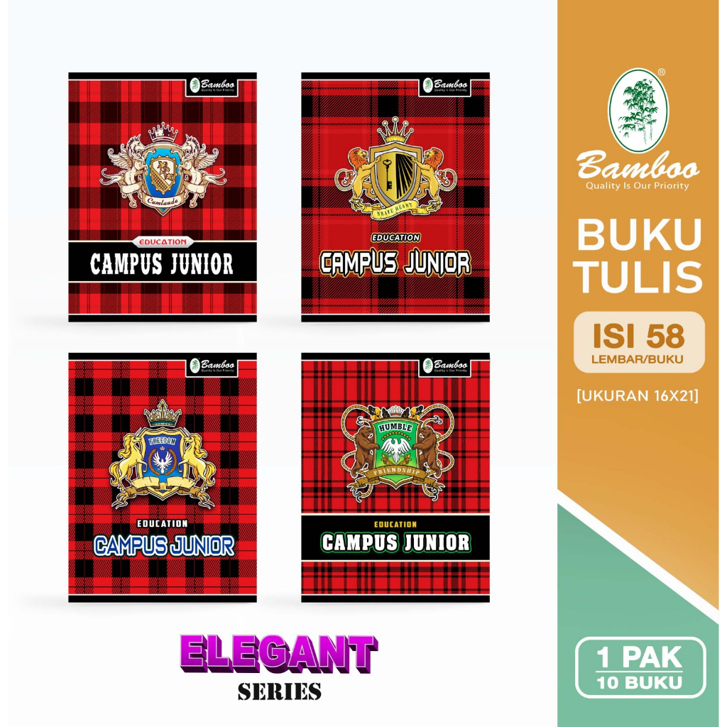 

Bamboo Buku Tulis Kwarto 58 Elegant Series 2023 [ 1 pak/ 10 buku ]