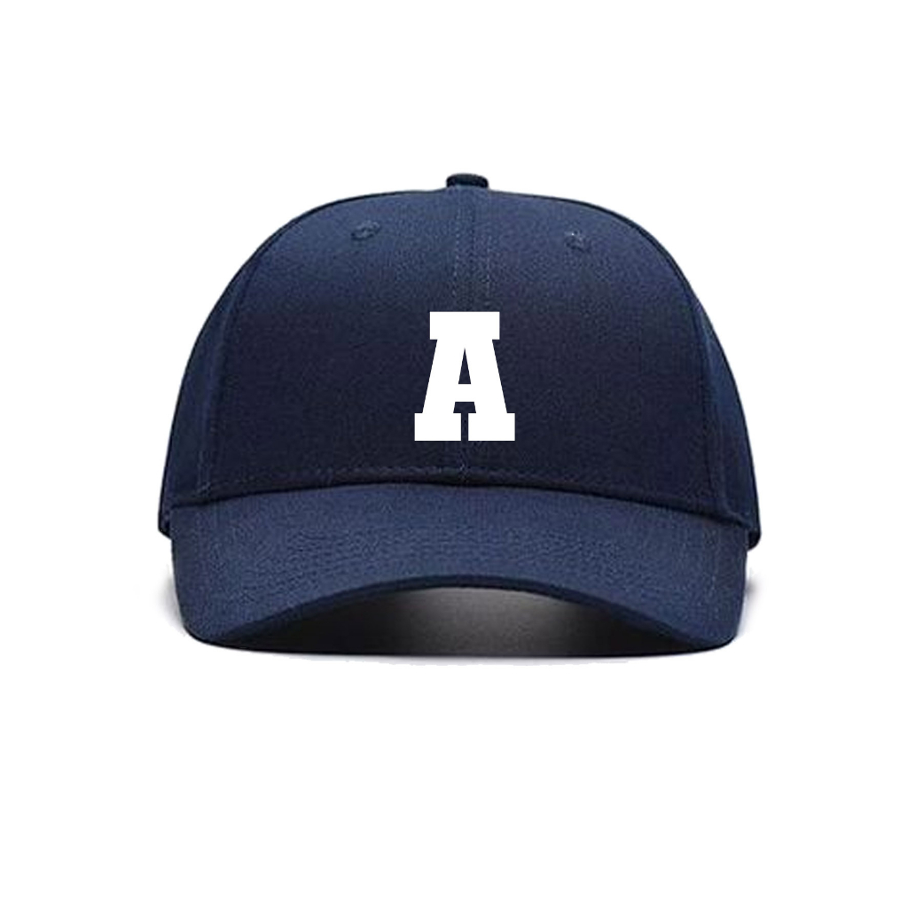 Topi Baseballcap Abjad Huruf Teks Alphabet A B C D E F G H I J K L M N O P Q R S T U V W X Y Z Navy