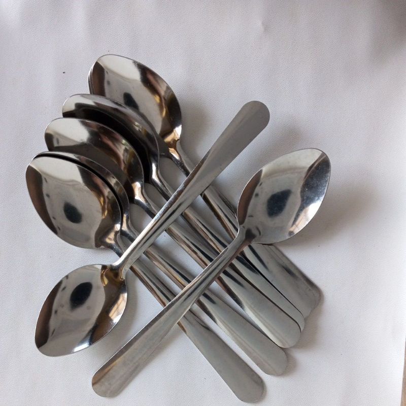 1Lusin sendok makan stainless tebal polos