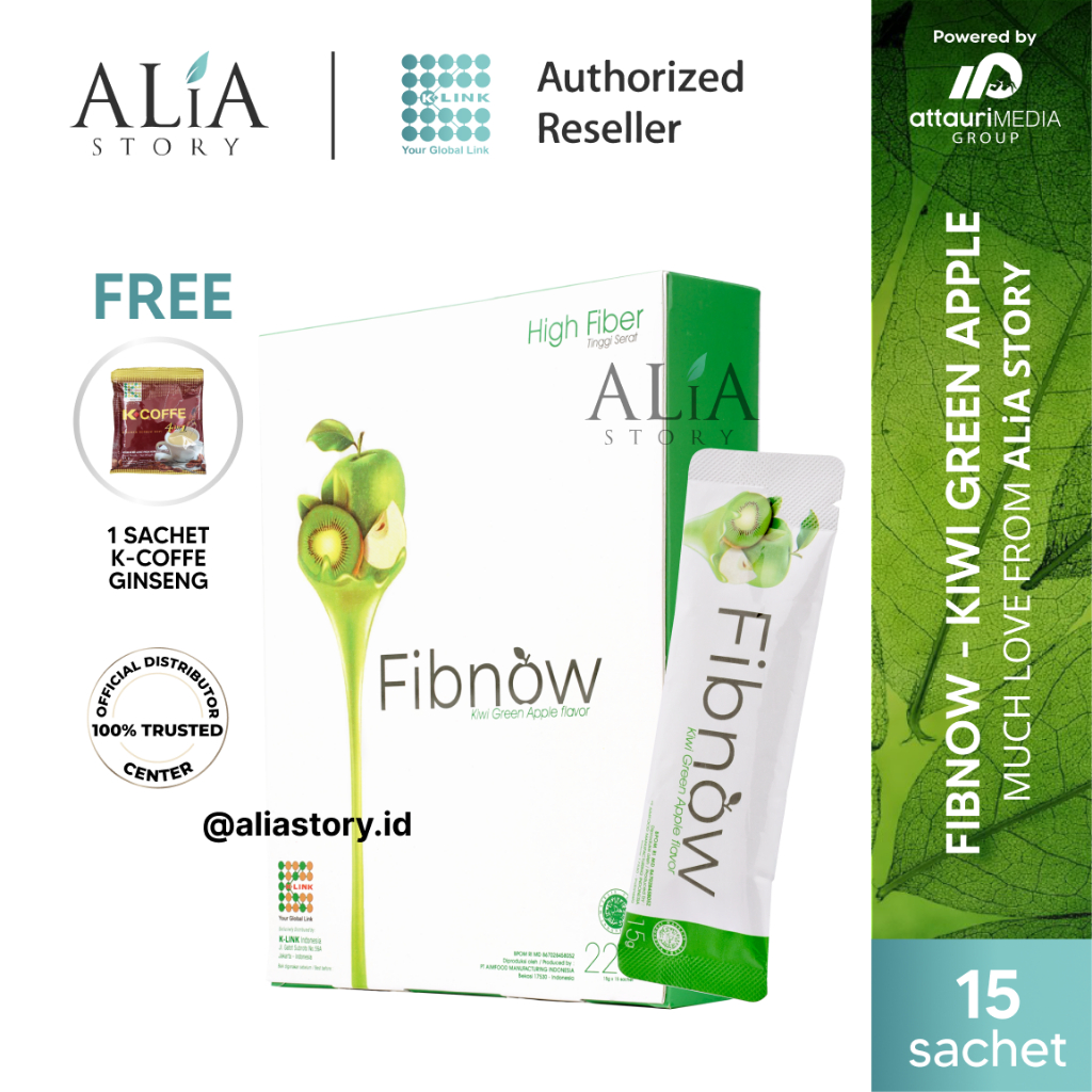 Fibnow Nutrition High Fiber K Link Original dengan Kiwi Green Apple Body Slim Pelangsing Alami Diet 