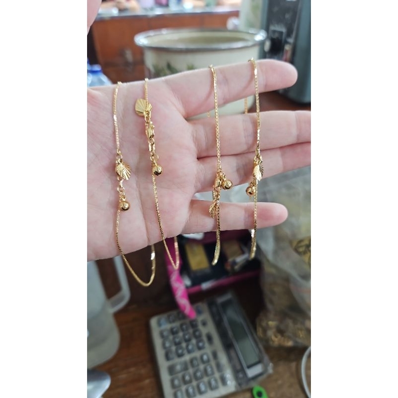 gelang kaki dewasa italy emas asli 700 70% bunyi kerincingan kerincing