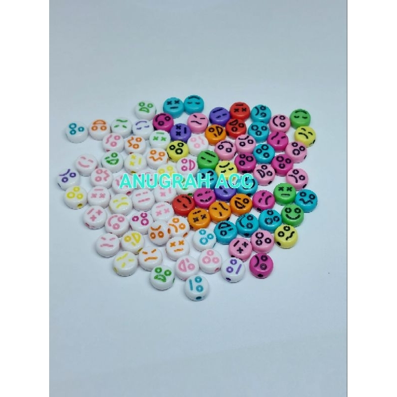 manik mote emoji bulat pipih mini 7mm