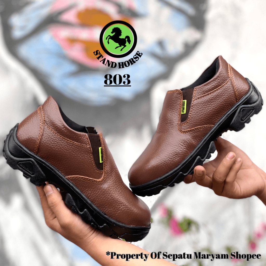 Sepatu Safety Slip On Casual Kulit Asli Safety Shoes Low Boots Ujung Besi Sepatu Septy Septi Ori SNI