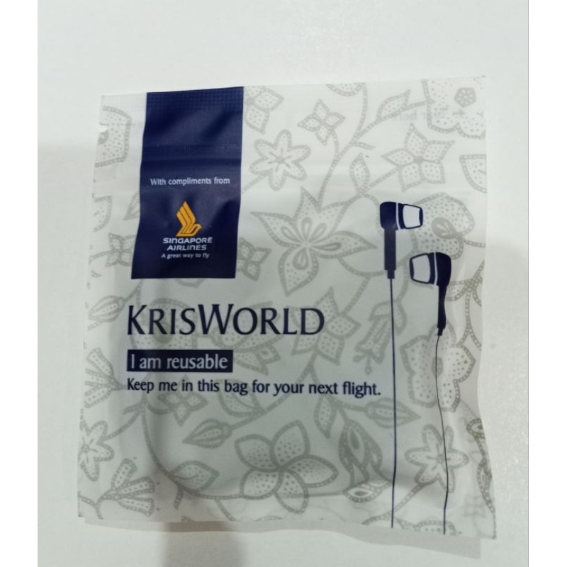 HEADSET AMENITIES KRISWORLD SINGAPORE AIRLINES SQ AMENITY HEADPHONE