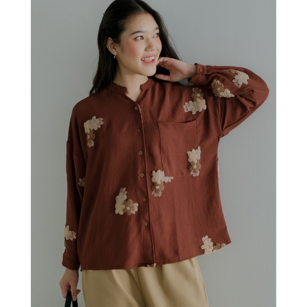 Myrubylicious QUANZA SHIRT KODE CD 2502 | SHIRT | KEMEJA WANITA | KEMEJA LENGAN PANJANG | KEMEJA MOTIF BUNGA