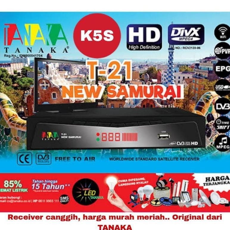 Receiver HD Tanaka Samurai T21 Parabola C Band/ Ku Band T-21 Mpeg4