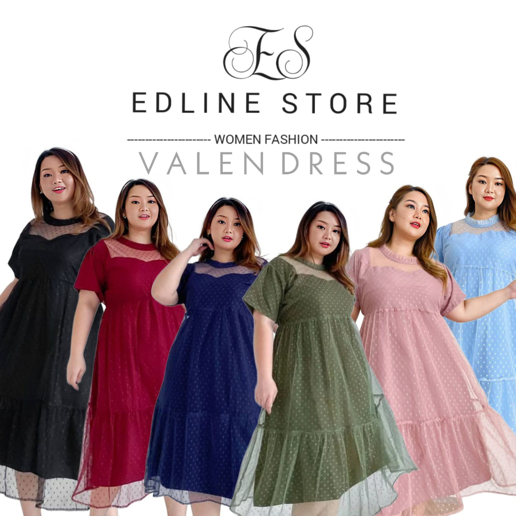 COD/GOJEK/VALERIA Dress Premium l Dress Brukat Wanita l Dress pesta Wanita l Dress Wanita Jumbo Ld 1