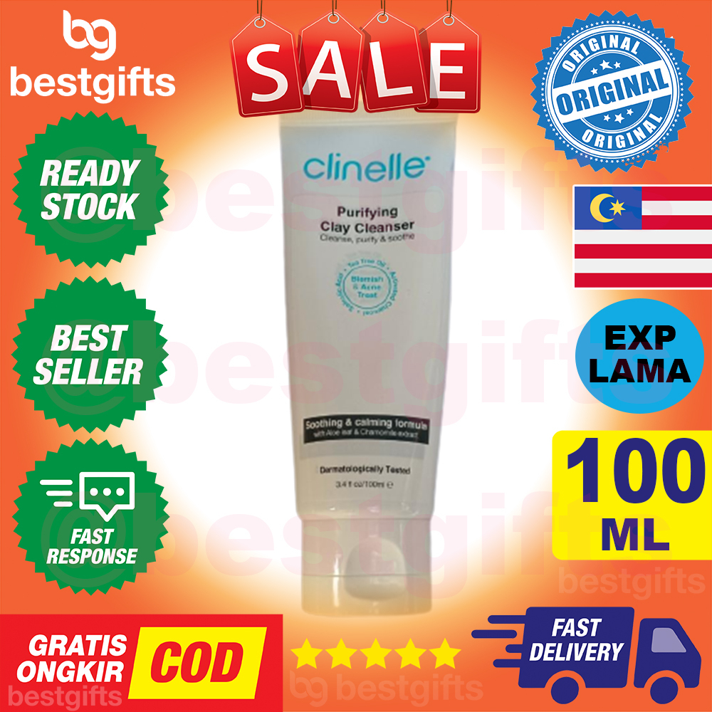 CLINELLE PURIFYING CLAY CLEANSER PEMBERSIH WAJAH KULIT BERMINYAK DAN BERJERAWAT 100 ML