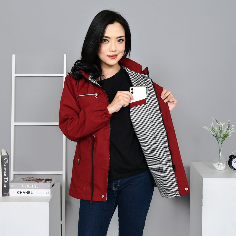 Jaket Parka Wanita Jumbo Bolak Balik Kanvas Premium