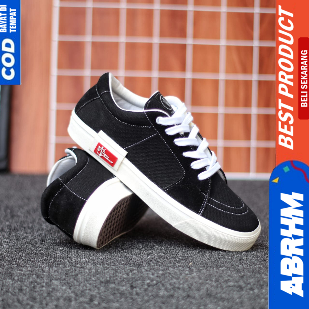 ABRHM Sepatu Ukuran Besar 38-47 Oldschool Hitam Sekolah Sneakers Pria