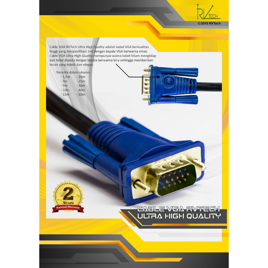 Kabel VGA Ultra RVTech 10m best quality Garansi 2 Tahun