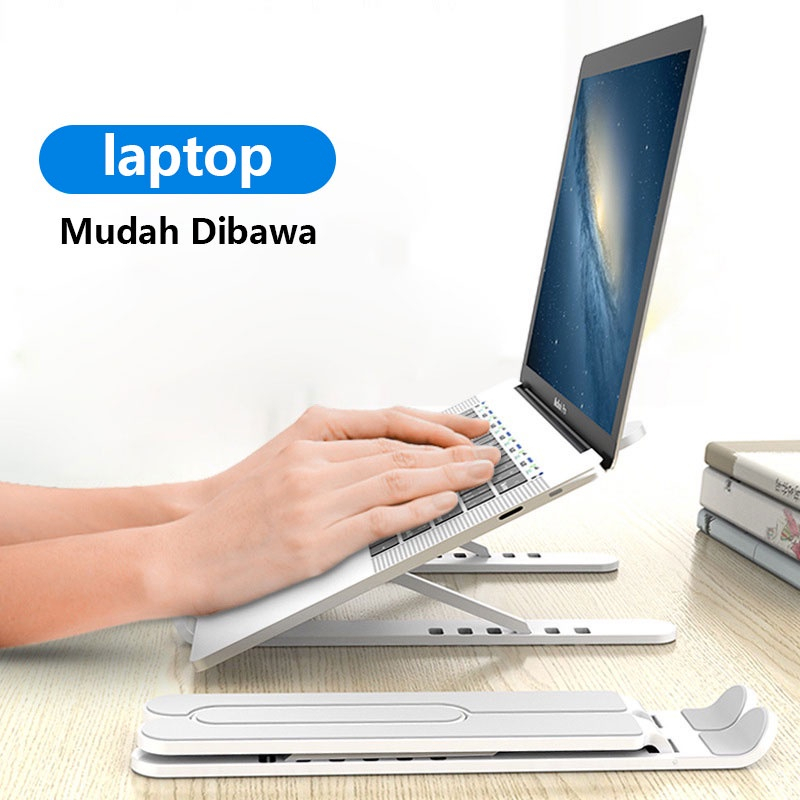 Stand Holder Dudukan Laptop Portable Stand Dudukan Notebook Meja Aluminium IPad Tablet Tatakan Kompu