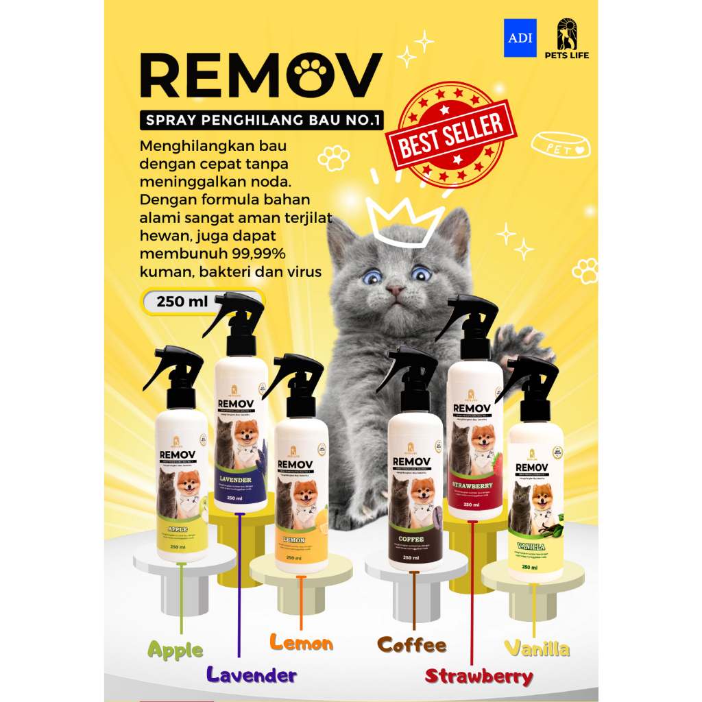 Remov spray penghilang bau pesing hewan 250ml