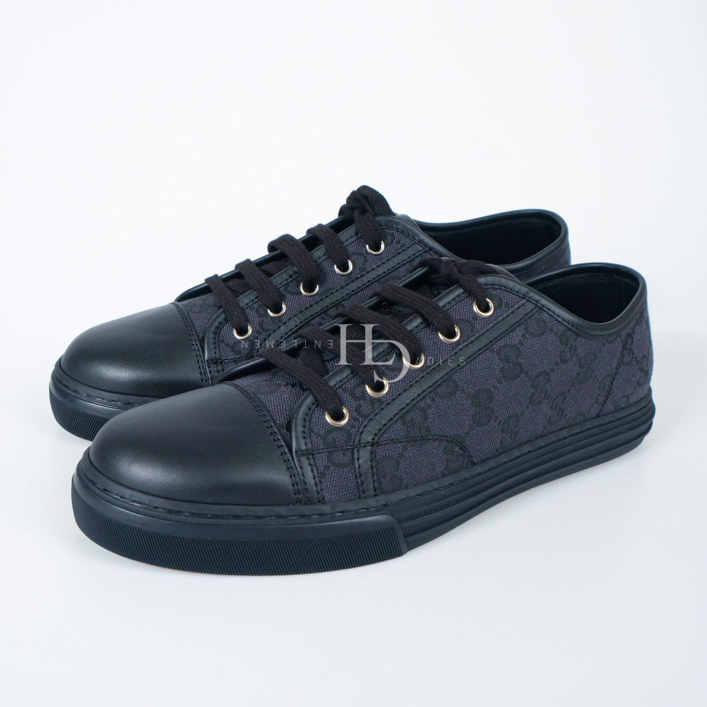 GG Men GG Canvas Leather Sneakers Triple Black