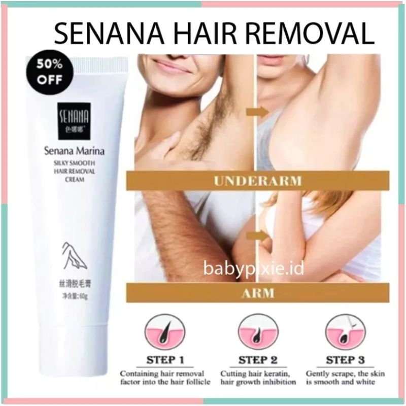 SENANA Hair Remover Penghilang Bulu Rambut Kaki Ketiak Whitening Cleanses Skin