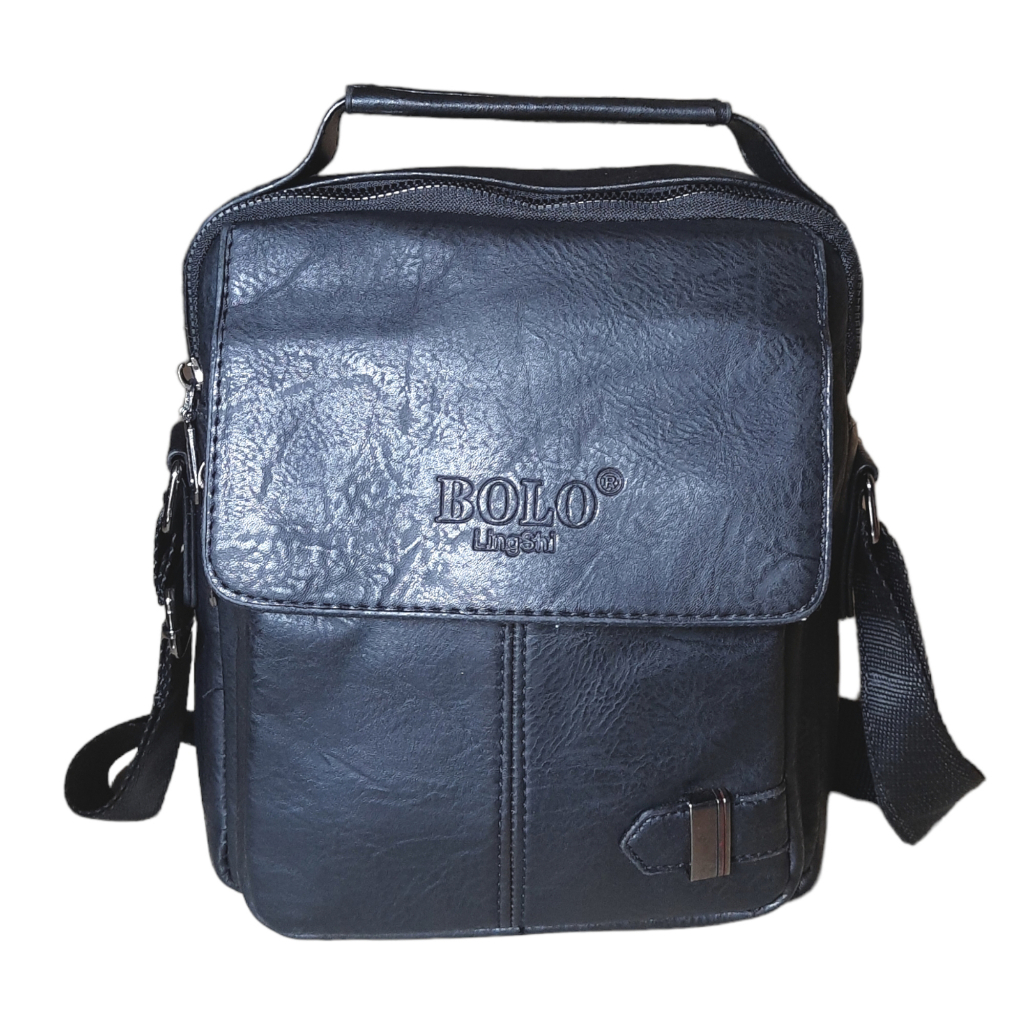 Tas Selempang Kulit,Sling Bag Pria Tas Massanger Bolo Lingshi Impor Motif Serat Ukuran Sedang
