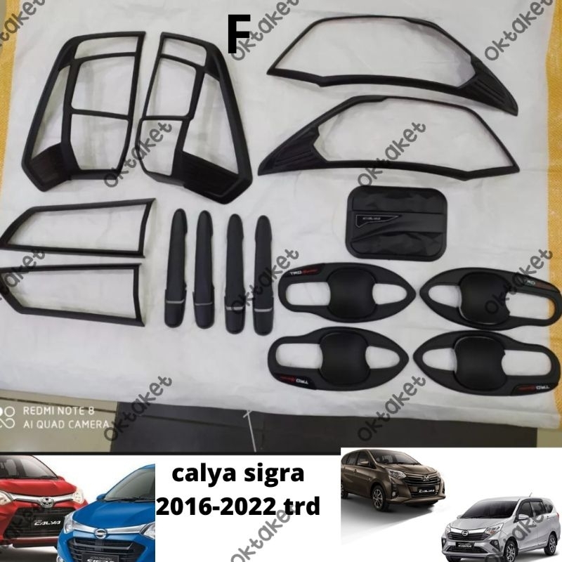 paket lengkap Calya Sigra 2016 2018 2019 2020 2023 TRD Hitam garnish depan belakang outer handle tank