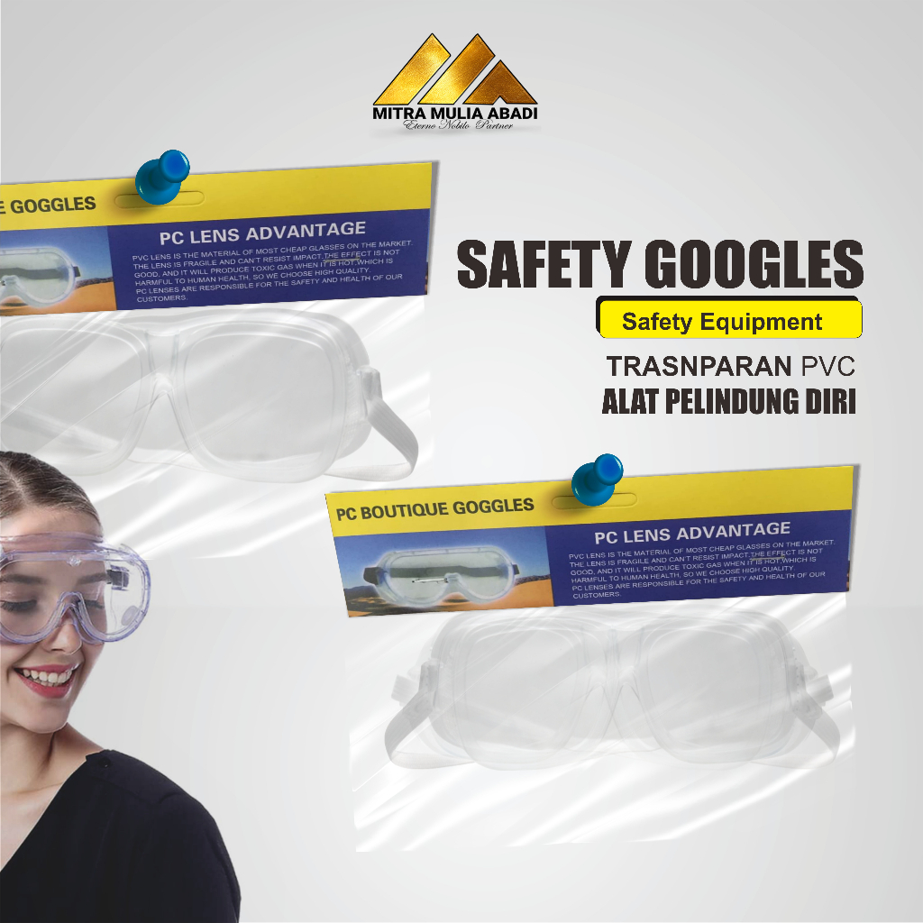 Kacamata  Karet Pelindung Mata l Safety Goggless Eye  Transparan