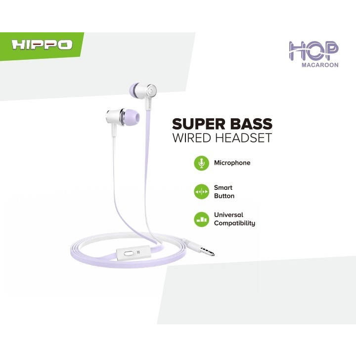 Hippo Hop Macaroon Super Bass Wired Headset