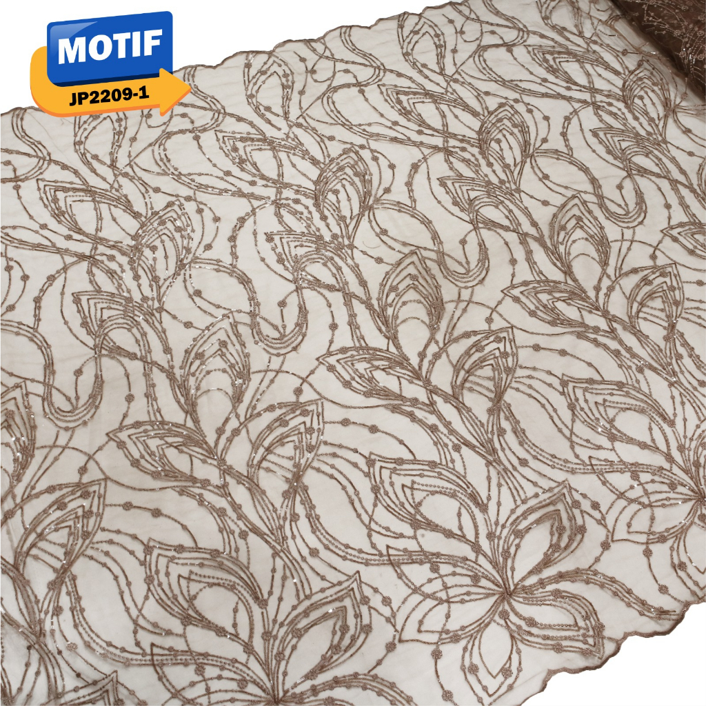 [NEW ARRIVAL] EMBRODERY TULLE WITH SPANGLE PREMIUM TILE FULL BEADINGS PAYET PER 0.5M BY MAC MOHAN