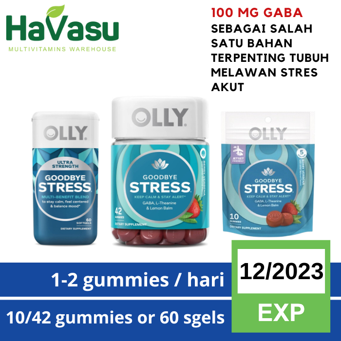 OLLY Goodbye Stress Gummies GABA L-Theanine Lemon Balm Obat Penurun Stres