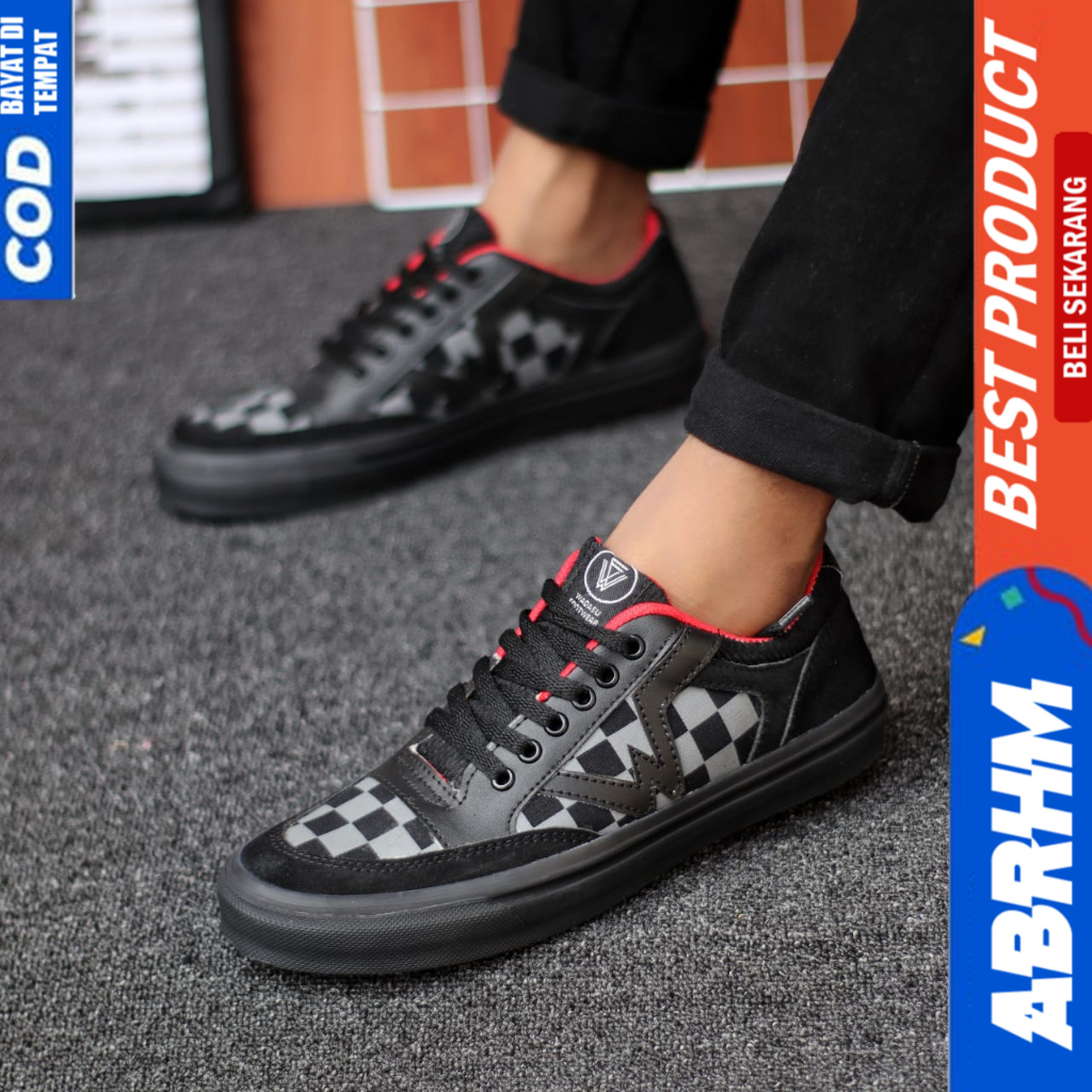 ABRHM Sepatu Sneakers Ukuran Besar 38-47 Hitam Sekolah Pria