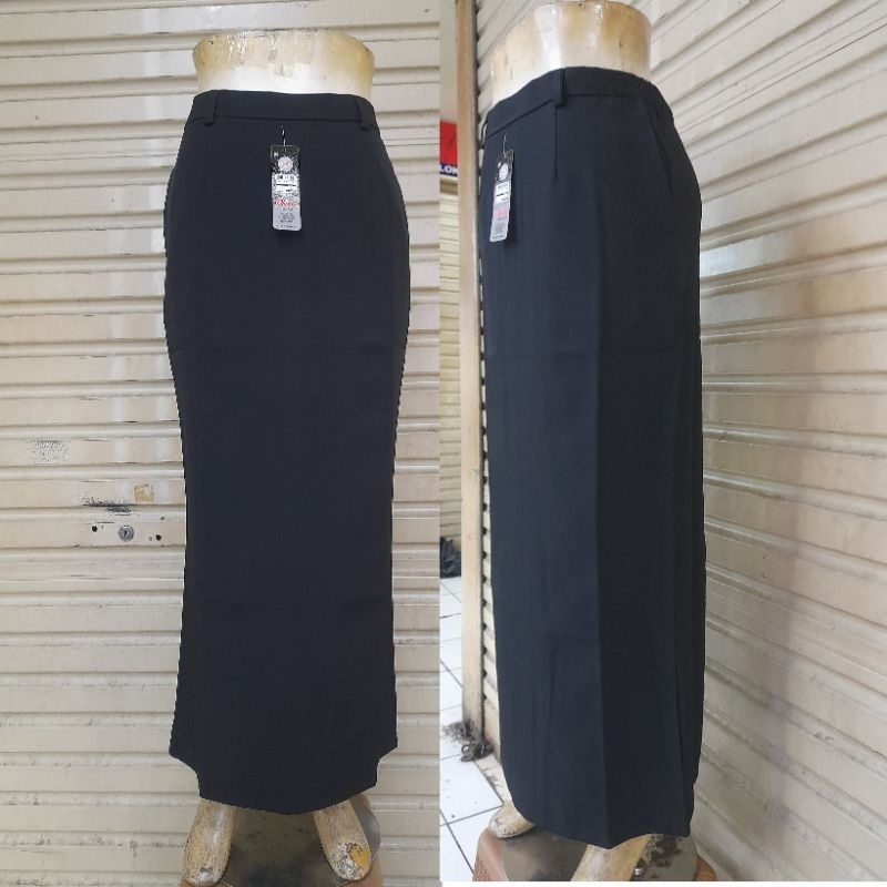 Rok span panjang lipit belakang / rok kerja wanita warna hitam