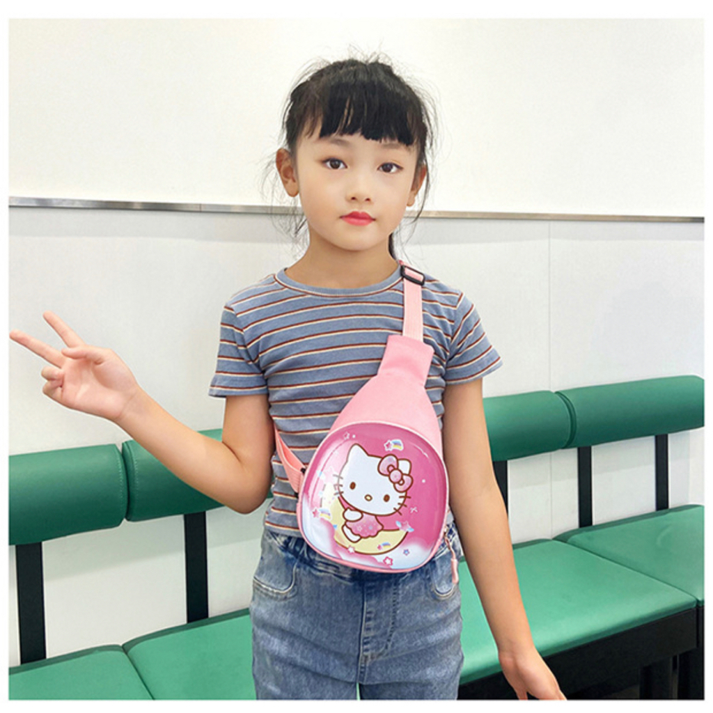 Naomi - Konichi Kids Cross bag - Cross Bag for Girl - Canvas Cross Bag Premium tebal - Tas Kerang Shell - tas anak fashion kekinian tas angpao