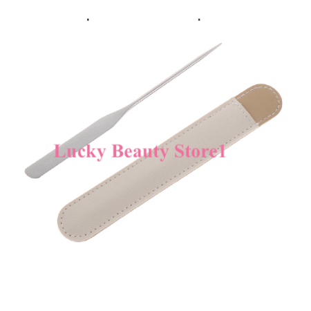 E3PH / Stainless Steel Dual Heads Makeup Toner Spatula With PU Bag Mixing Stick tongkat Spatula Makeup Pencampur Foundation Bahan Stainless Steel