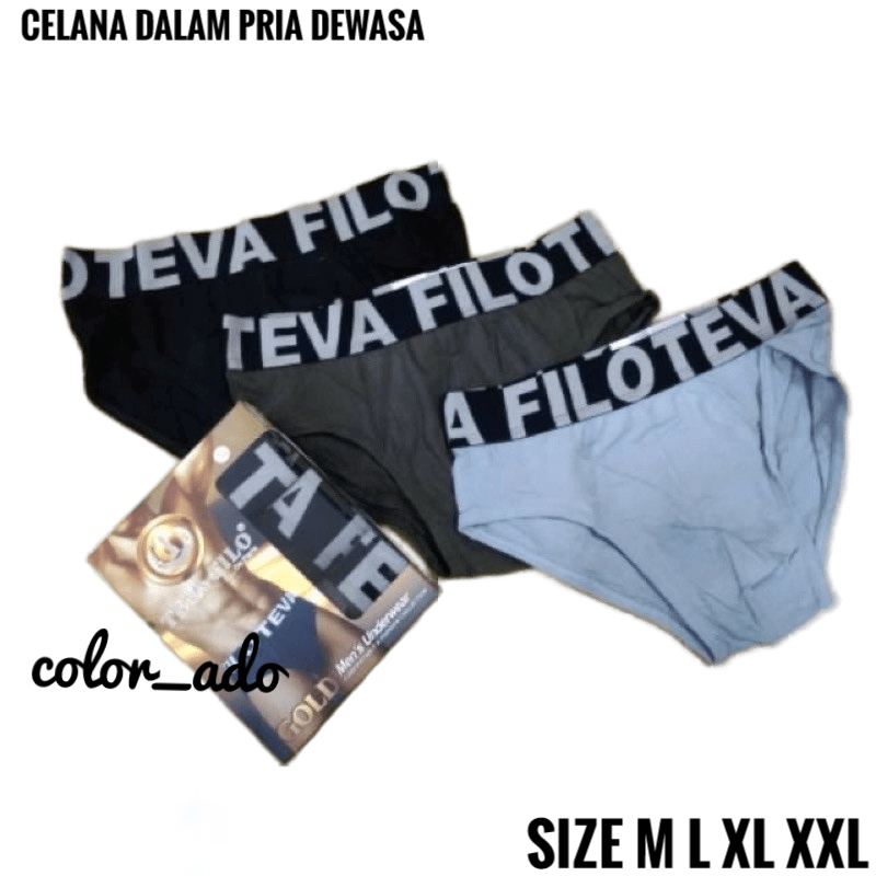 Isi 3 Celana Dalam Katun Pria Teva Filo 311 Karet Boxer CD Pria Premium