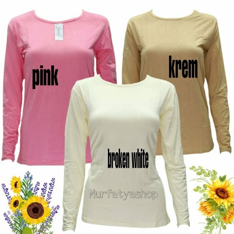 Manset Kaos Lengan Panjang Wanita Ukuran L Inner Kaos Bahan Rayon