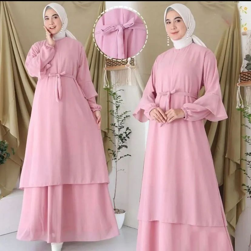 Baju Gamis Wanita Muslim 2023 Malae Premium Matt Ceruty High Quality Bahan Halus Malae Dress Gamis Polos Ceruty Babydoll Terbaru 2023