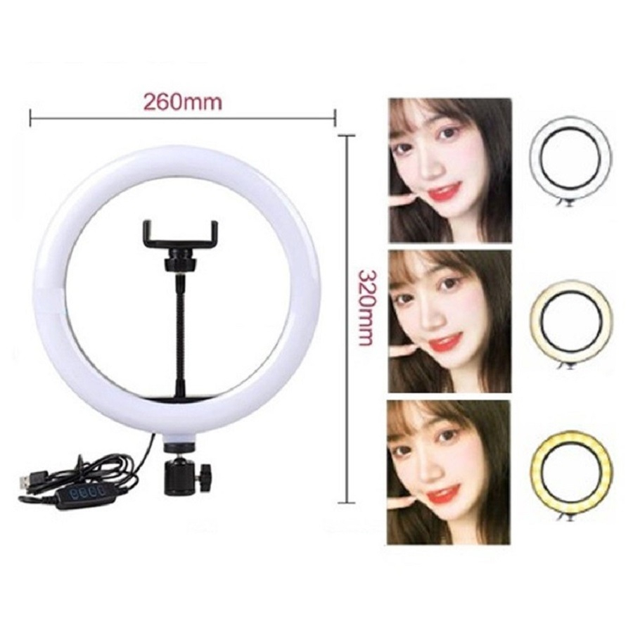 Lampu Ring Light Led 26cm 26 Cm Ringlight Selfie 3 Mode Live Streaming