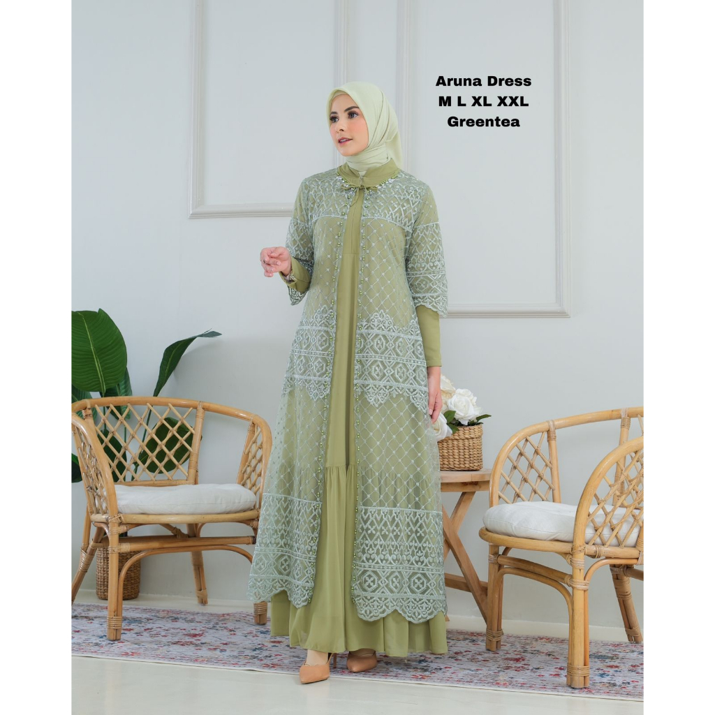 Gamis Aruna Drees Terbaru/Gamis Drees Payet Mewah/Gamis Kondangan Terlaris