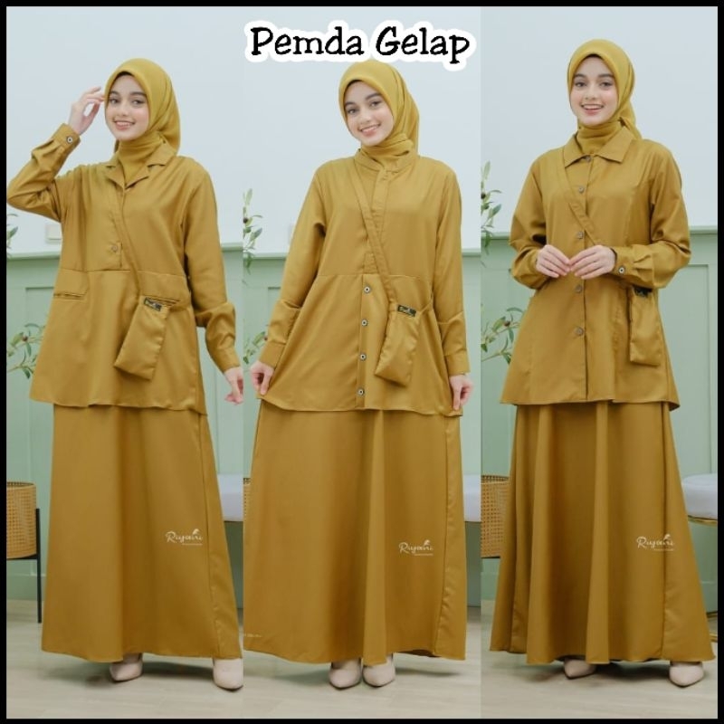 Seragam Pemda Wanita Modem Gamis Setelan Pemda Gelap Wanita Bahan Toyobo by Riyani