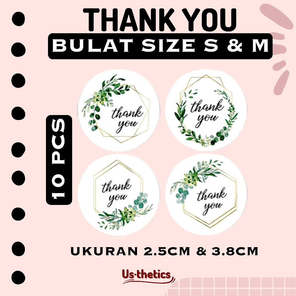 (10 pcs) Thank You Sticker 2.5 CM 3.8 CM | Stiker segel packing terima kasih besar kecil mini snack 