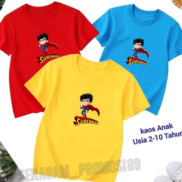 Baju Kaos Pendek Anak Laki SUPERMAN 2-10 Tahun / Kaos Katun Anak Murah / Kaos Oblong T-shirt Anak-Anak