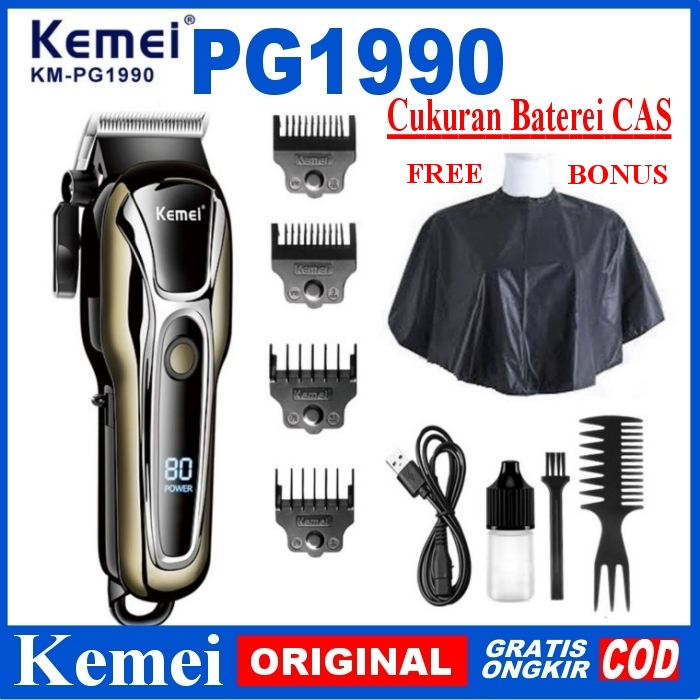 KM1990 PG1990 KEMEI 1990 Alat Cukur Rambut Mesin Cukuran Elektrik CAS KM-1990 PG1990 1990PG LCD DIGI