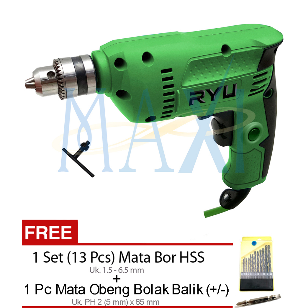 Mesin Bor Tangan 10 mm / Mesin Bor 10 mm - Bor Variable Speed - Tekiro Ryu RDR 10-3 RE - MAXITOOLS