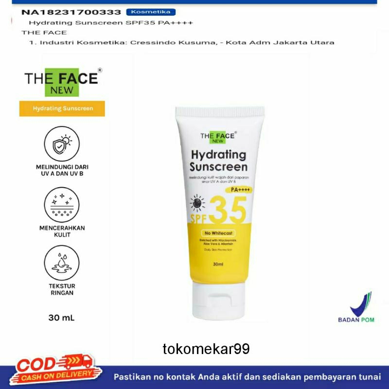 THE FACE HYDRATING SUNSCREEN SPF 35 BPOM