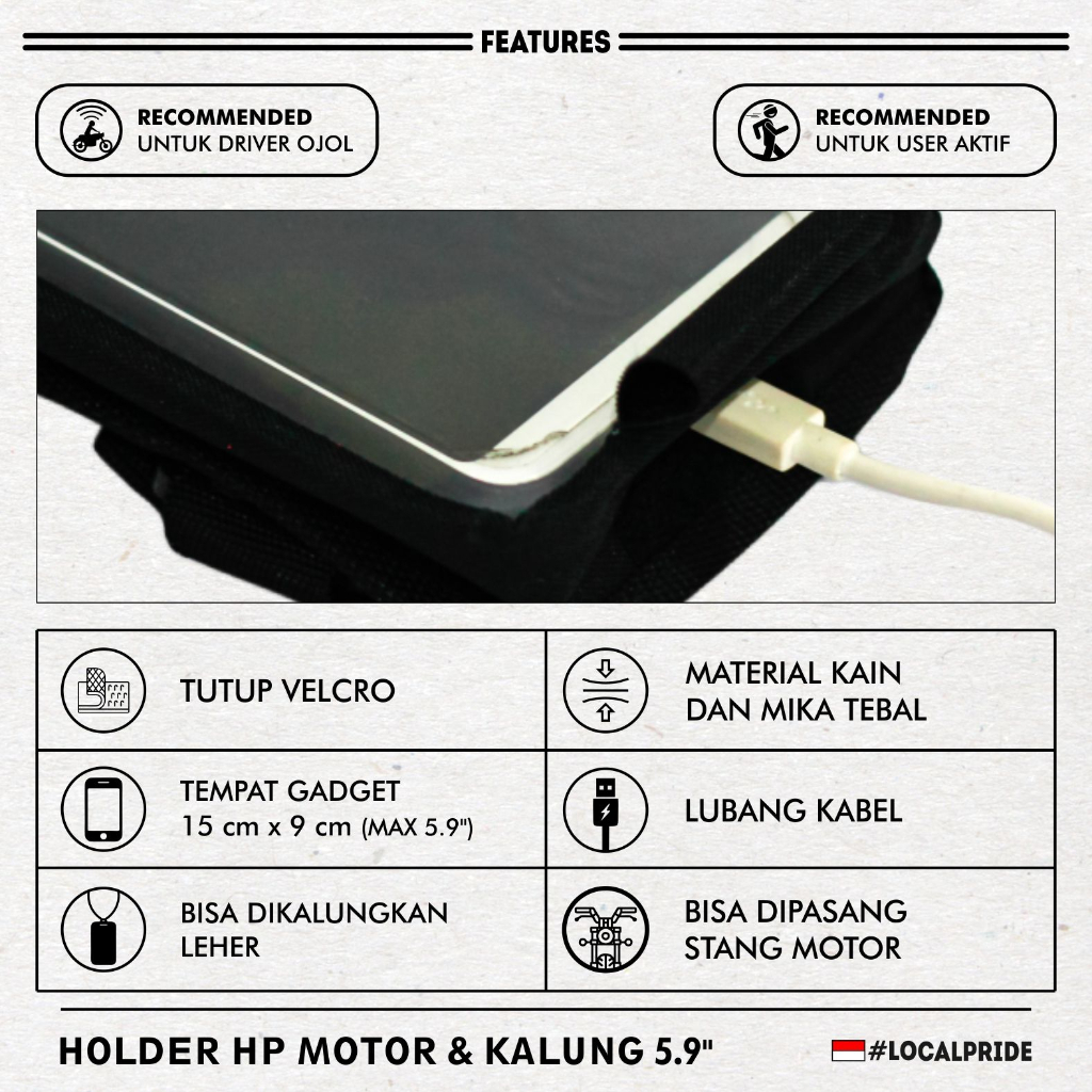 TAS STAND HOLDER HP STANG SEPEDA MOTOR GOJEK GRAB OJEK