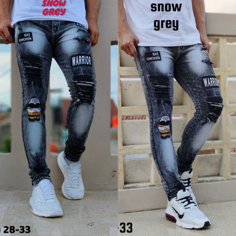 Celana Pria Jeans Biker Ripped Sobek Puring Original