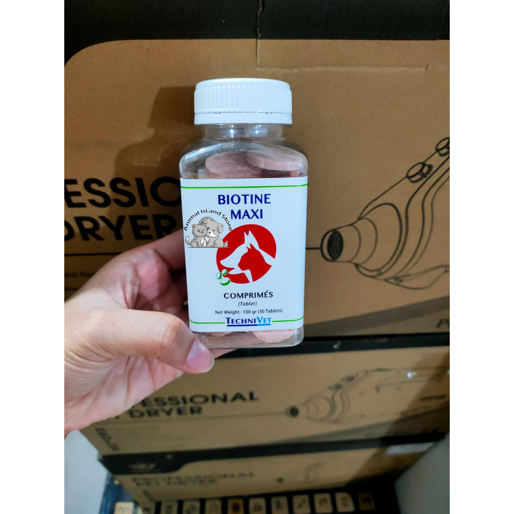 Biotine maxi vitamin bulu anjing dan kucing isi 30tabs exp 06.26