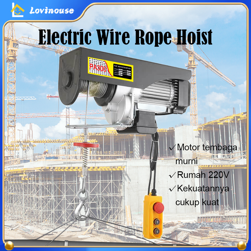 Electric Hoist Wire Rope Katrol Mini Listrik Panjang 12M Indoor dan Outdoor Kecil Derek Elektrik PA-200 PA-300 PA-1200